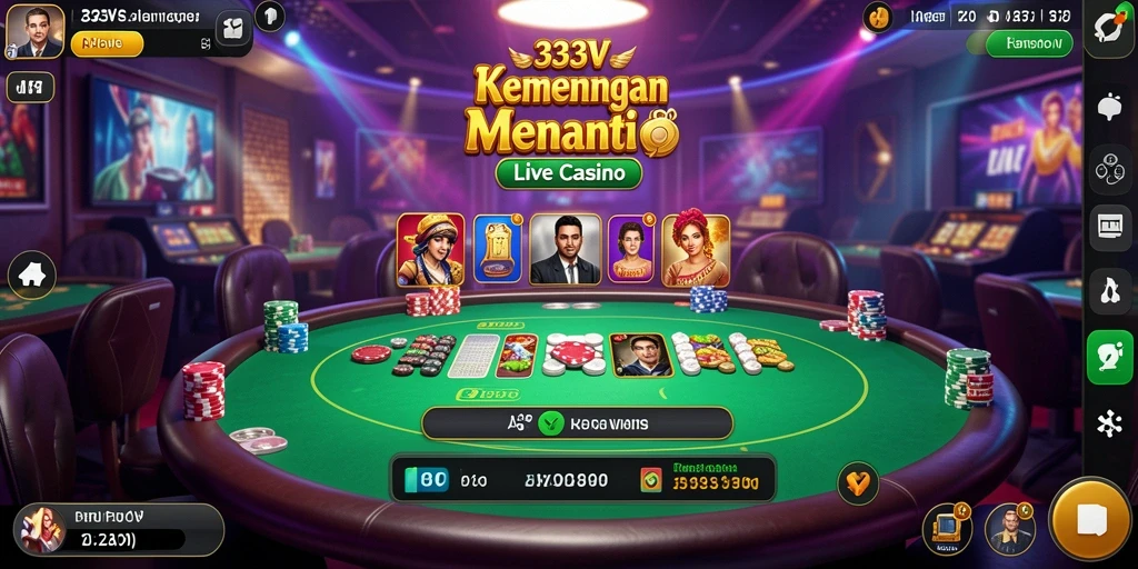Screenshot gameplay Live Casino 333V dengan dealer langsung.