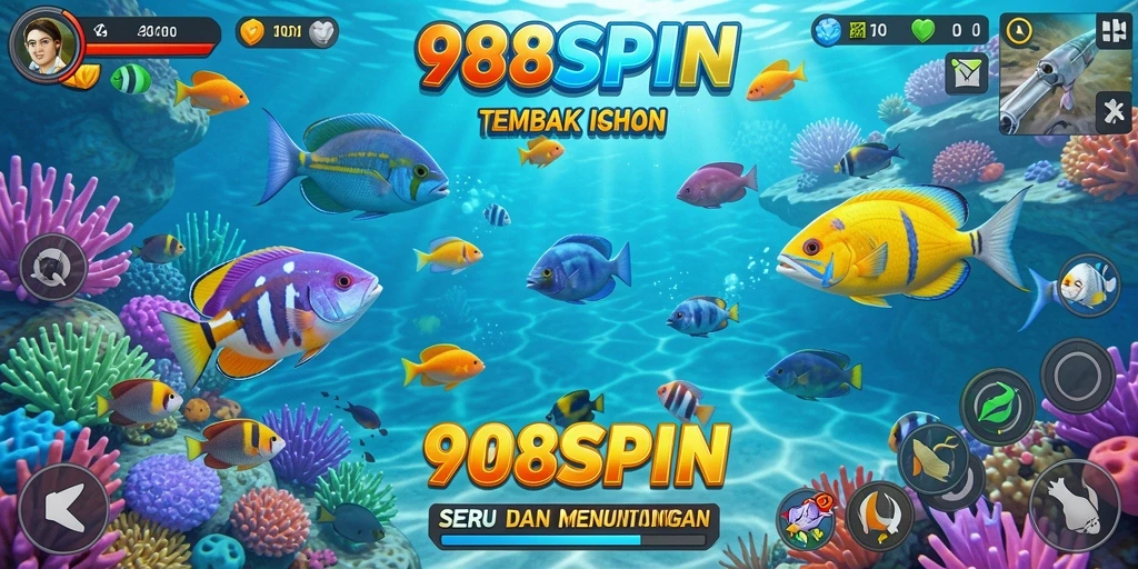 Tangkapan layar gameplay 988SPIN yang menampilkan aksi Tembak Ikan.