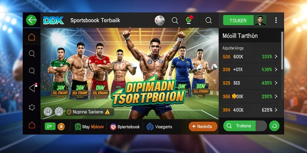 Tangkapan layar gameplay DKK yang menunjukkan berbagai pilihan taruhan olahraga.