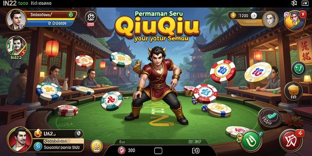 Tampilan menarik permainan QiuQiu IN22 saat bermain.