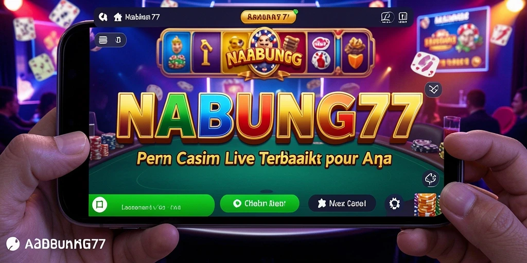 Screenshot gameplay NABUNG77 menampilkan dealer langsung dan permainan menarik.