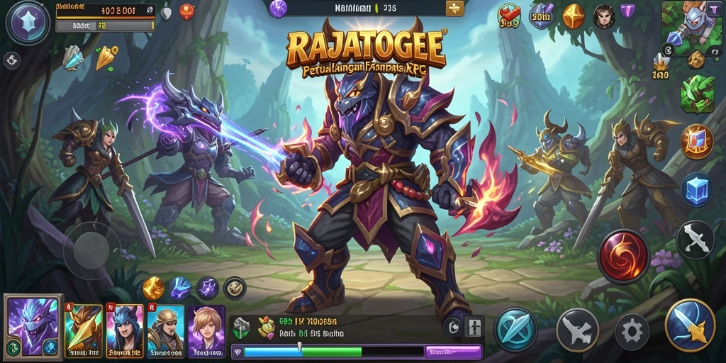 Screenshot gameplay RAJATOGEL dengan karakter yang sedang bertarung.