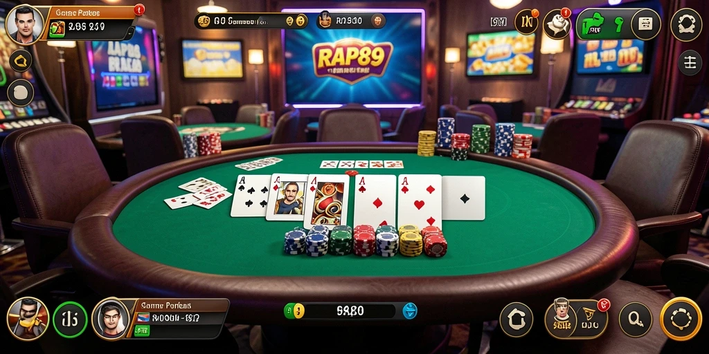 Tampilan gameplay poker yang seru dan berinteraksi.