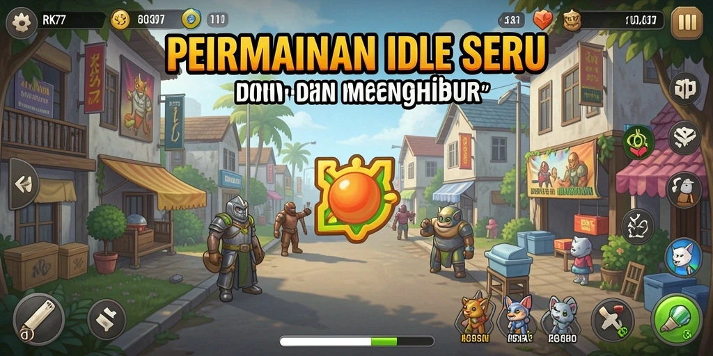 Tampilan gameplay RK77 yang seru dan menghibur dengan karakter unik.