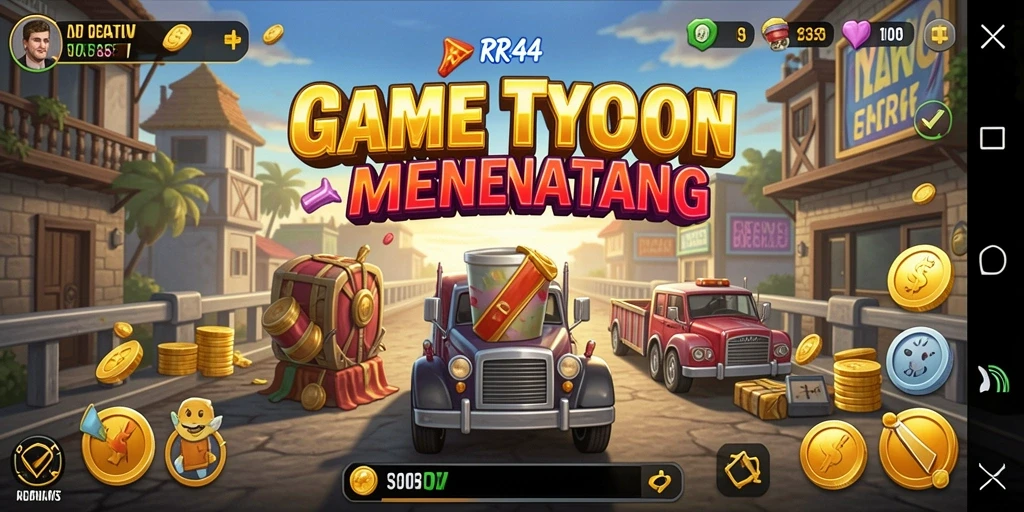 Screenshot gameplay RR44 yang menunjukkan aktivitas mengelola bisnis Tycoon.
